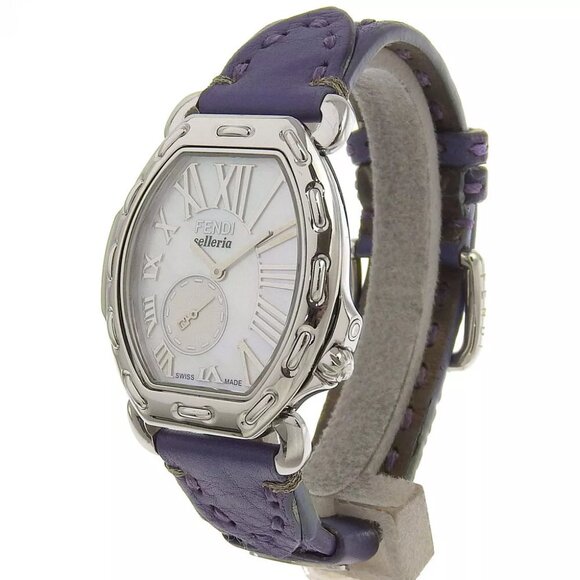 FENDI Celeria Watches 8400M White shellDial Stainless Steel/Embossed Leath... - Picture 2 of 8